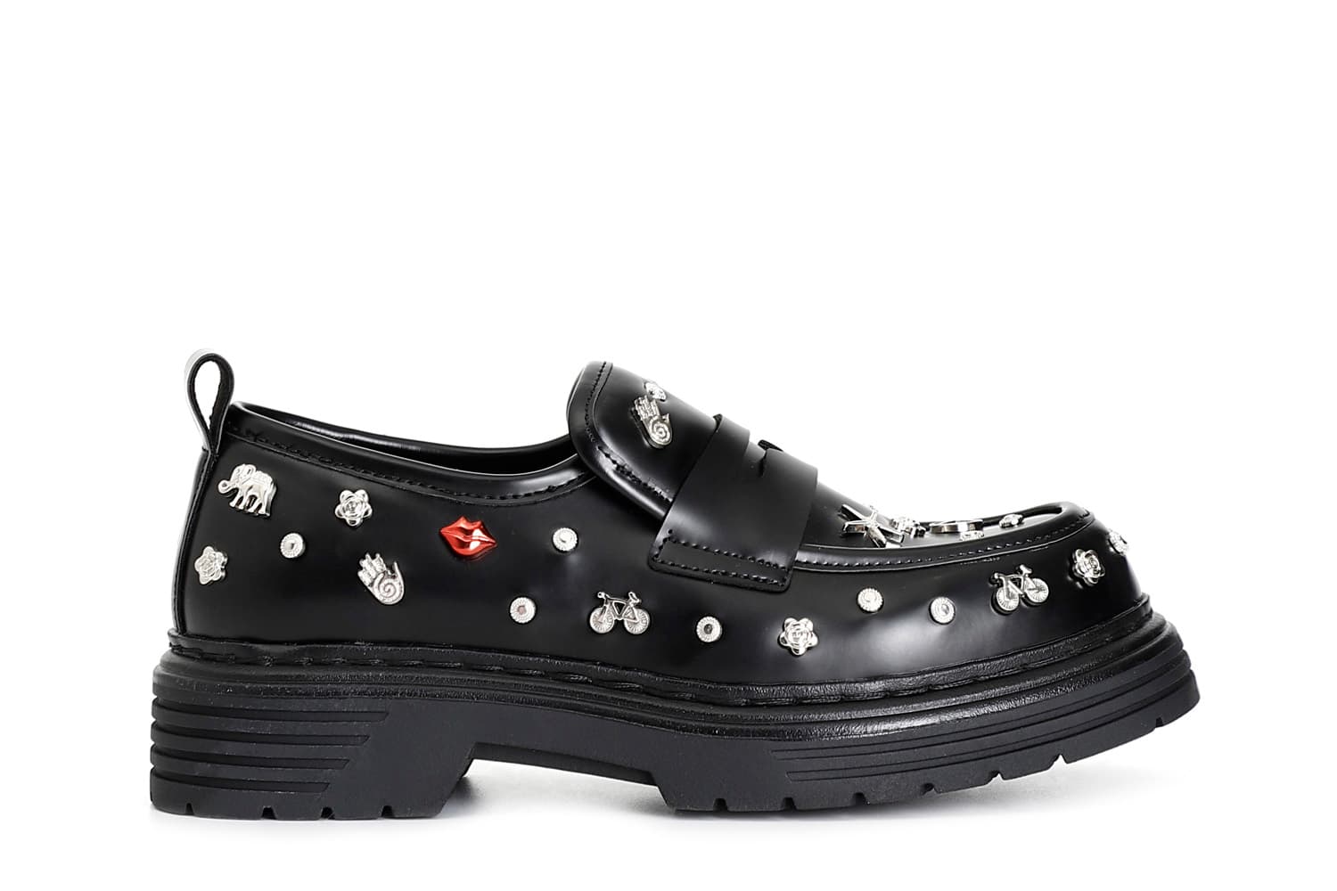 mocassino da donna con borchie fantasia nero 37