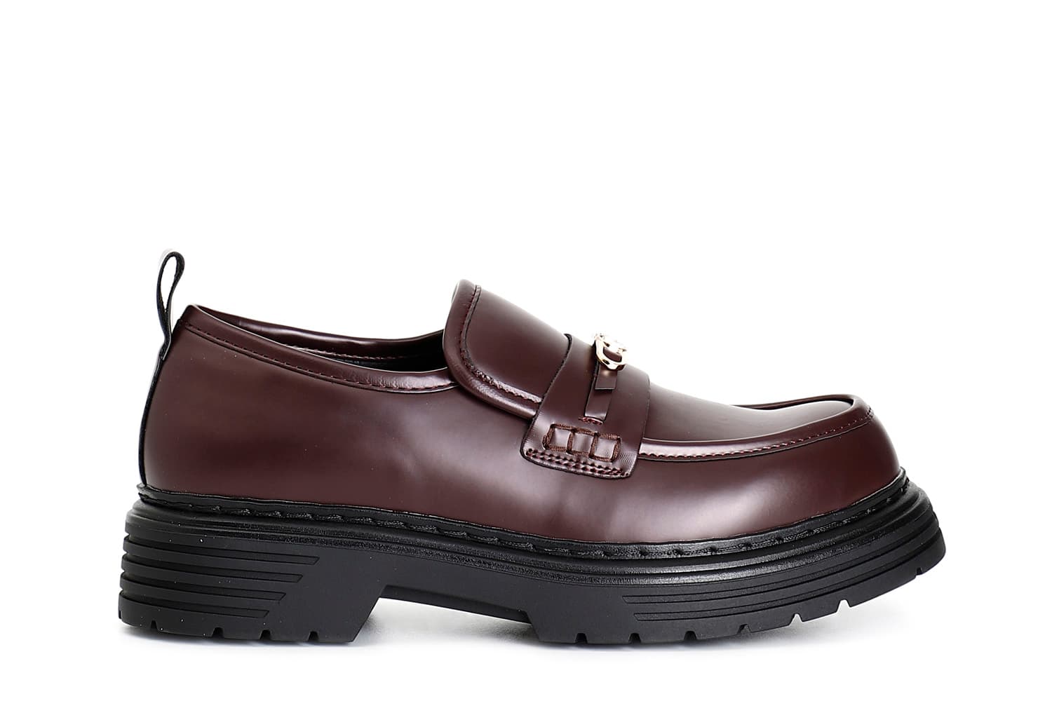 mocassino da donna in similpelle spazzolato bordeaux 35