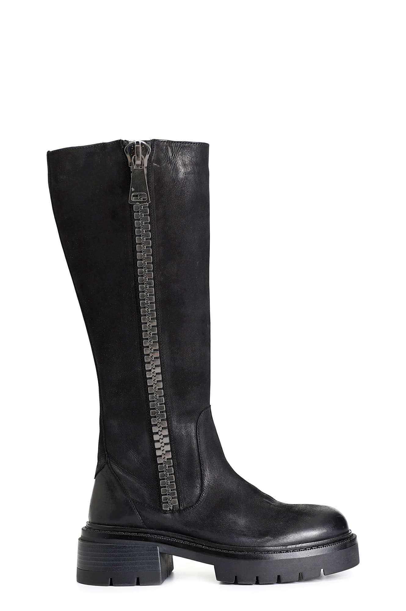 stivale in nabuk maxi zip nero 36