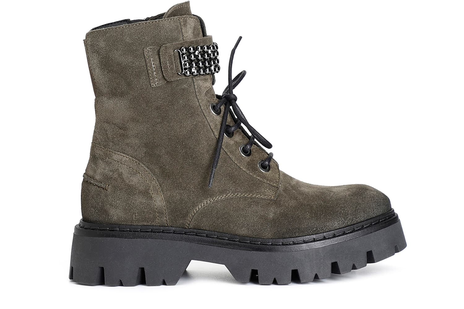 tronchetto da donna allacciato con accessorio in pelle scamosciata bosco 39