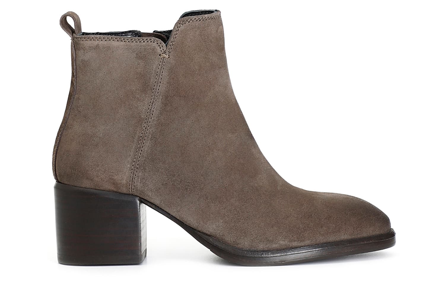 tronchetto da donna filoforma in pelle scamosciata taupe