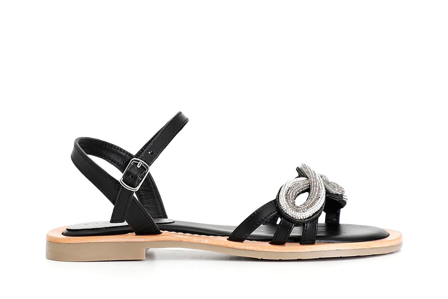 sandali gilda in nappa con accessorio strass nero 37