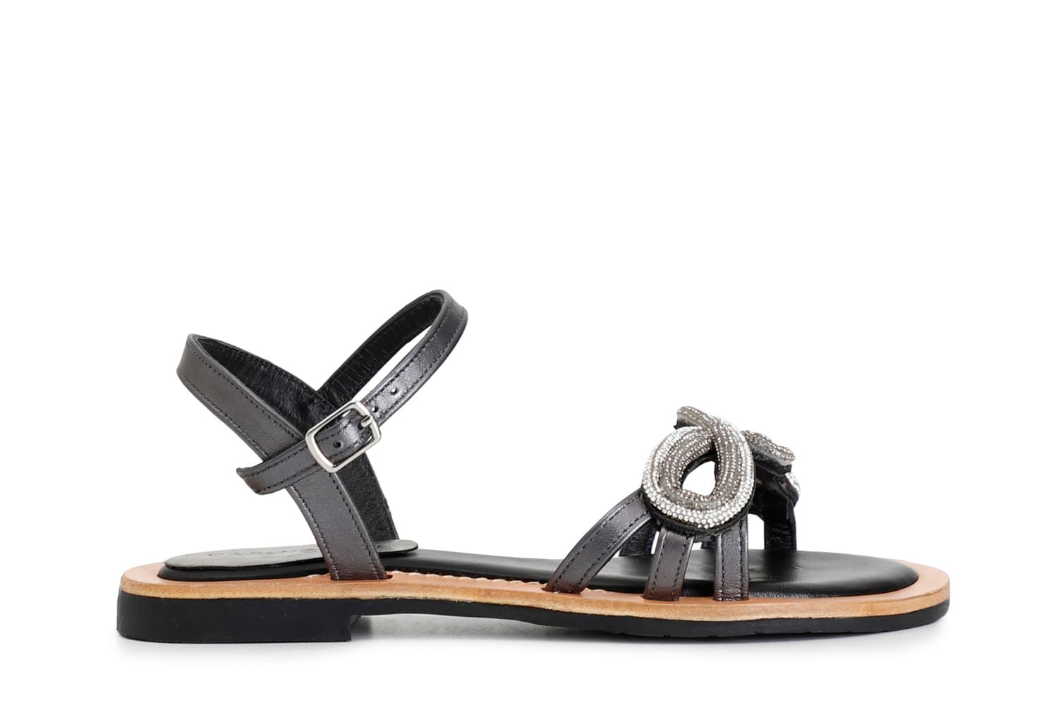 sandali gilda in nappa con accessorio strass nero/nero 37