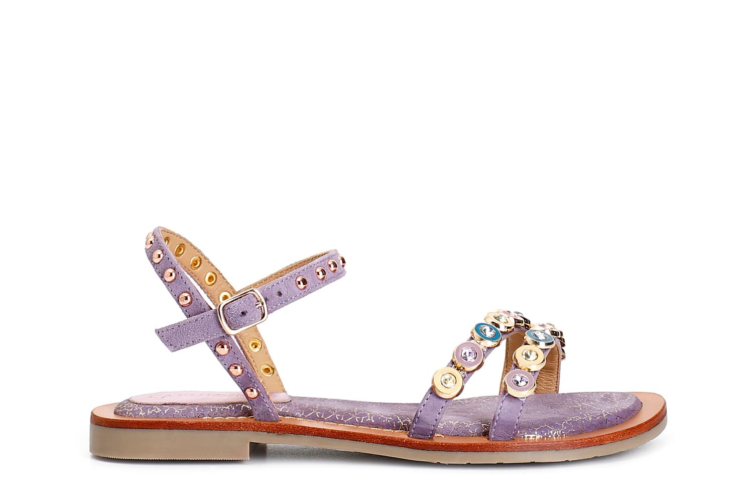 sandali gilda in camoscio con accessori lilla 37