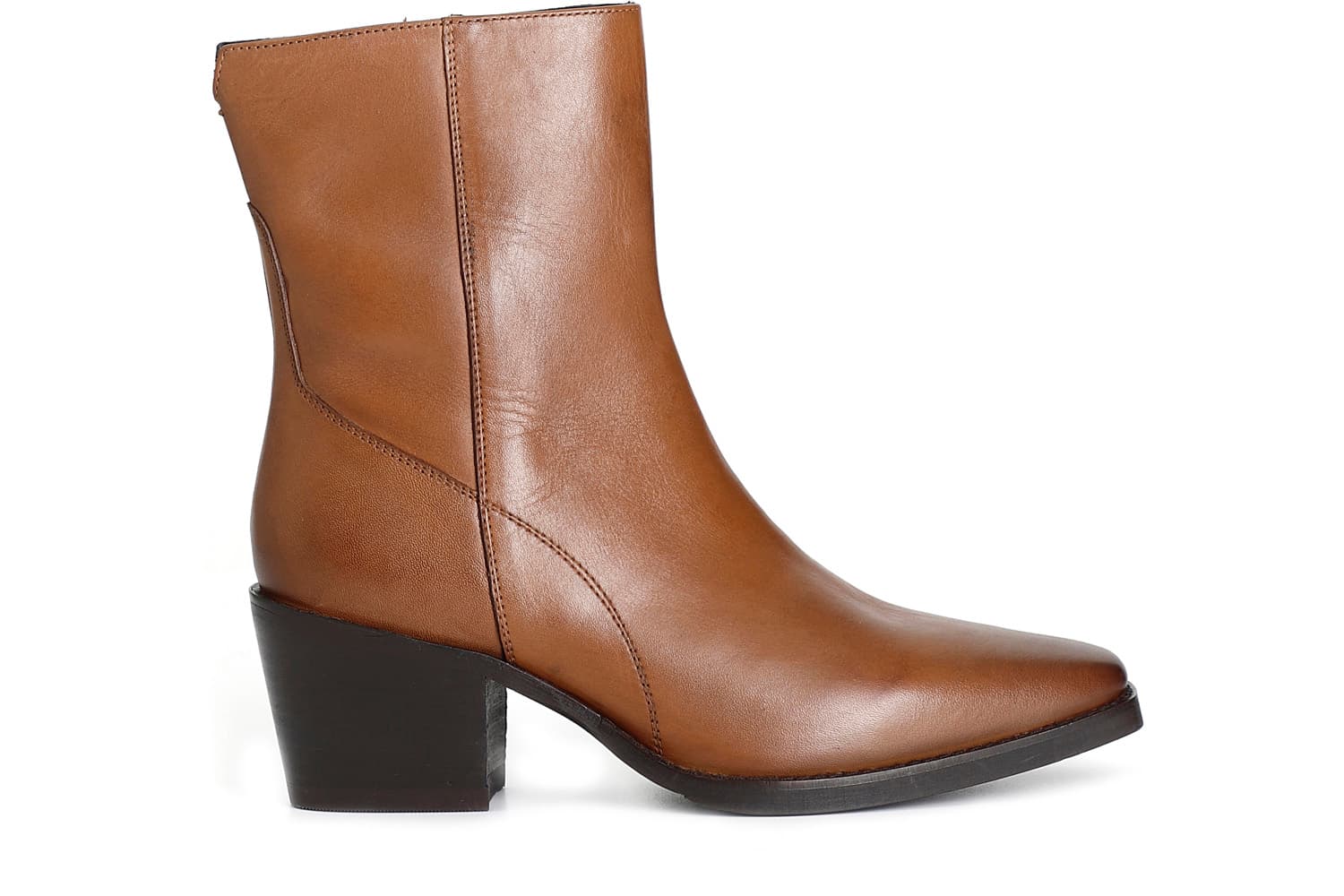 tronchetto da donna liscio in pelle cuoio 39