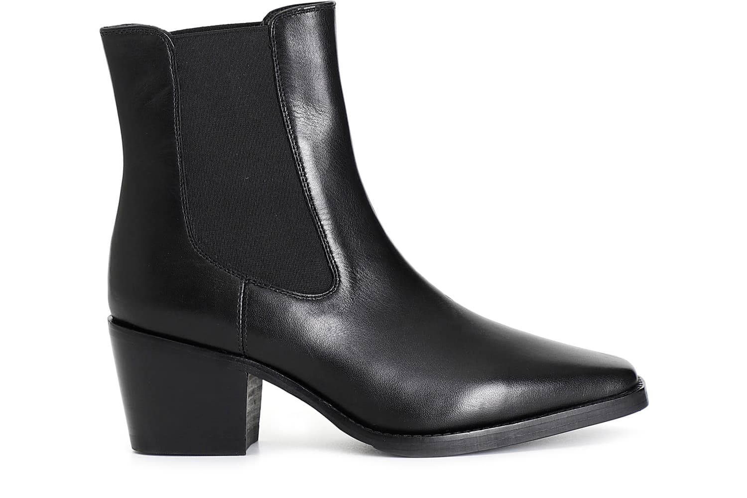 tronchetto da donna in pelle con elastico nero 36