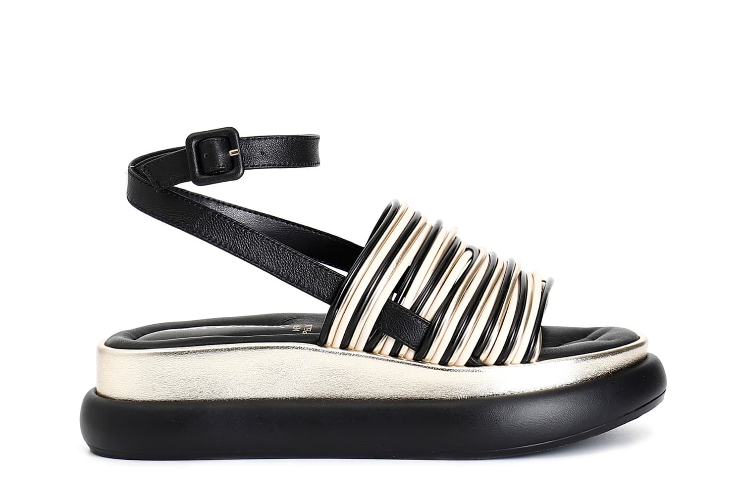 sandali in pelle multilistini multi nero