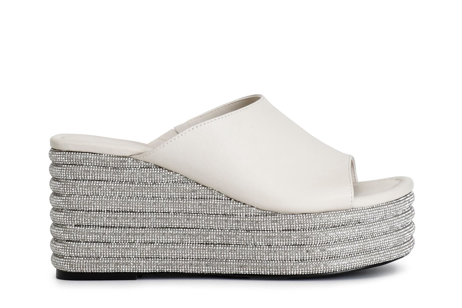 ciabatta in nappa con zeppa strass panna 41