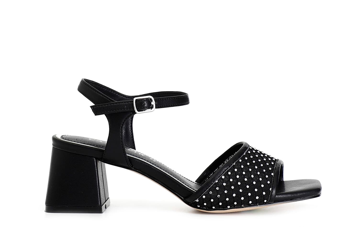 sandali gilda con retina strass nero