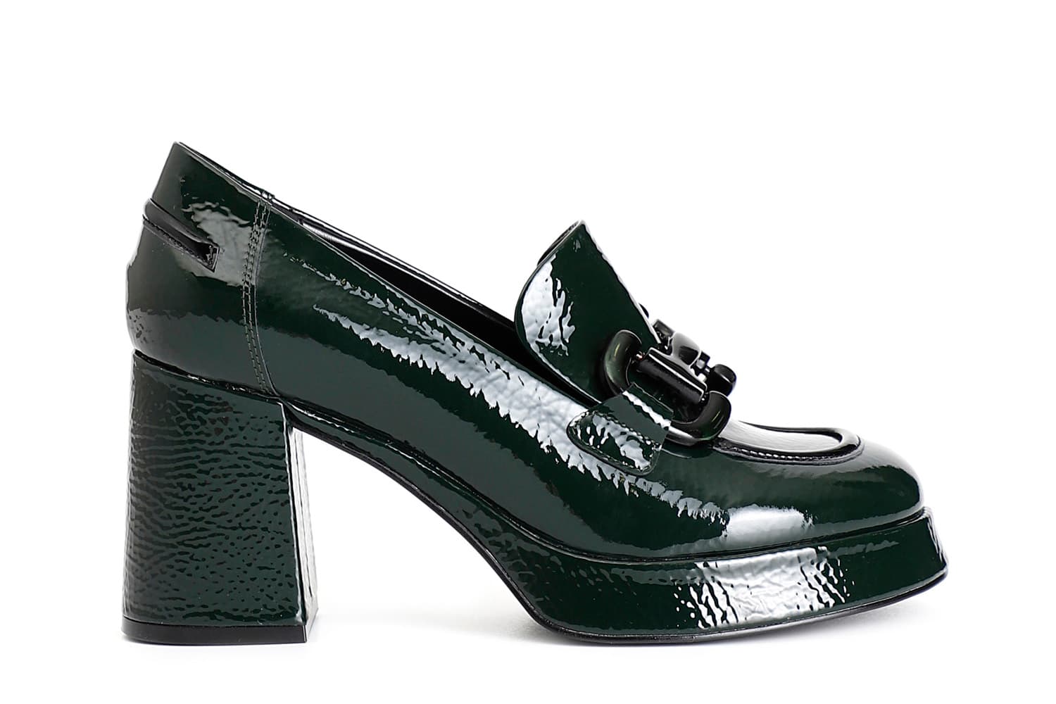mocassino da donna in naplak con morsetto verde/nero