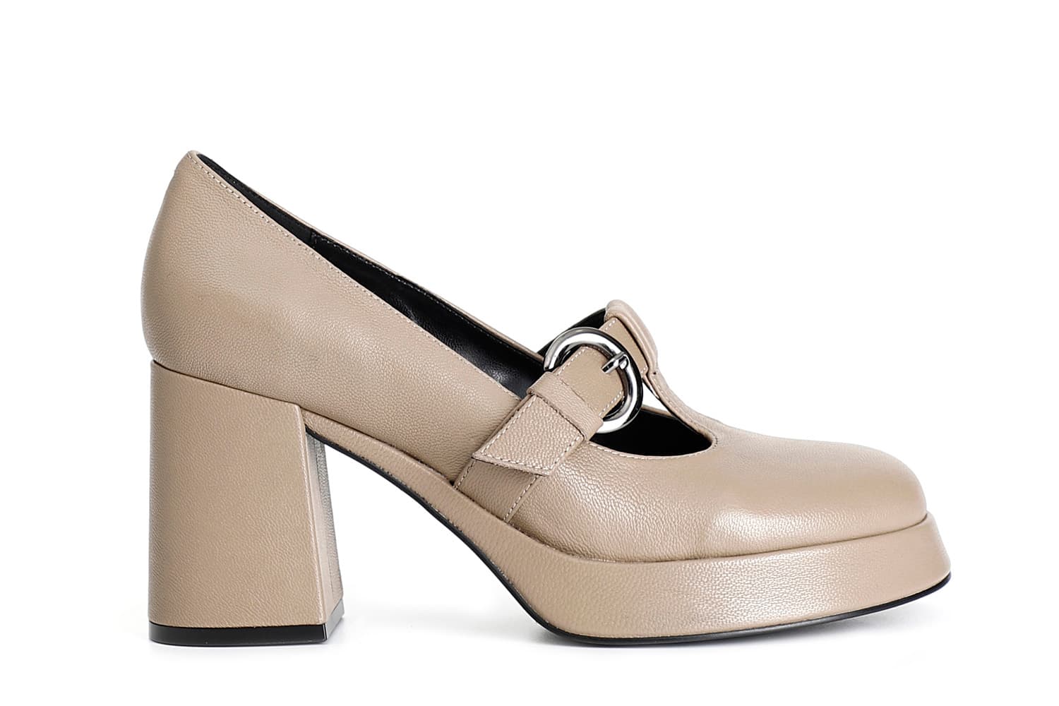 décolleté in nappa con fibbia taupe 40