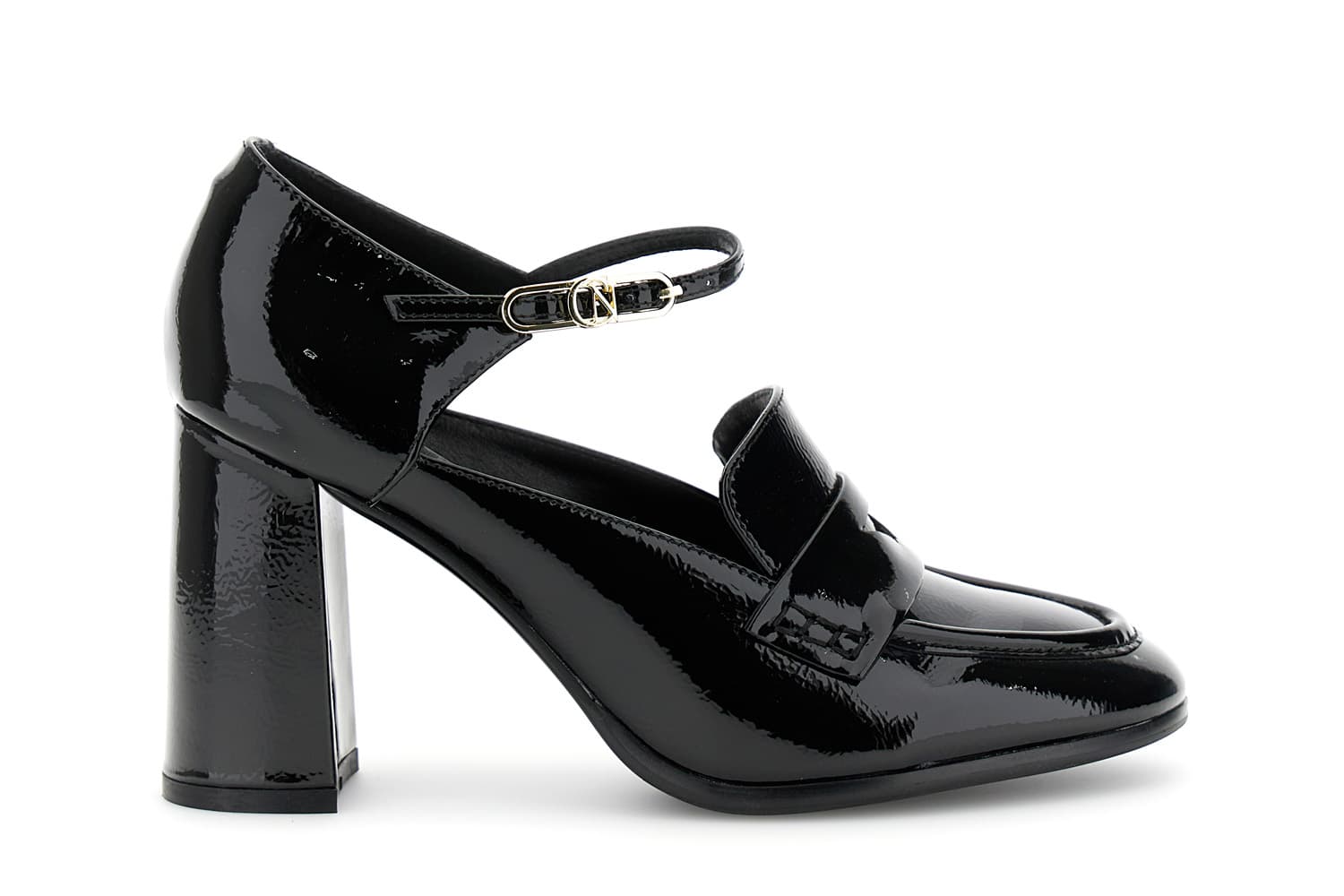 mocassino in pelle verniciata nero 38