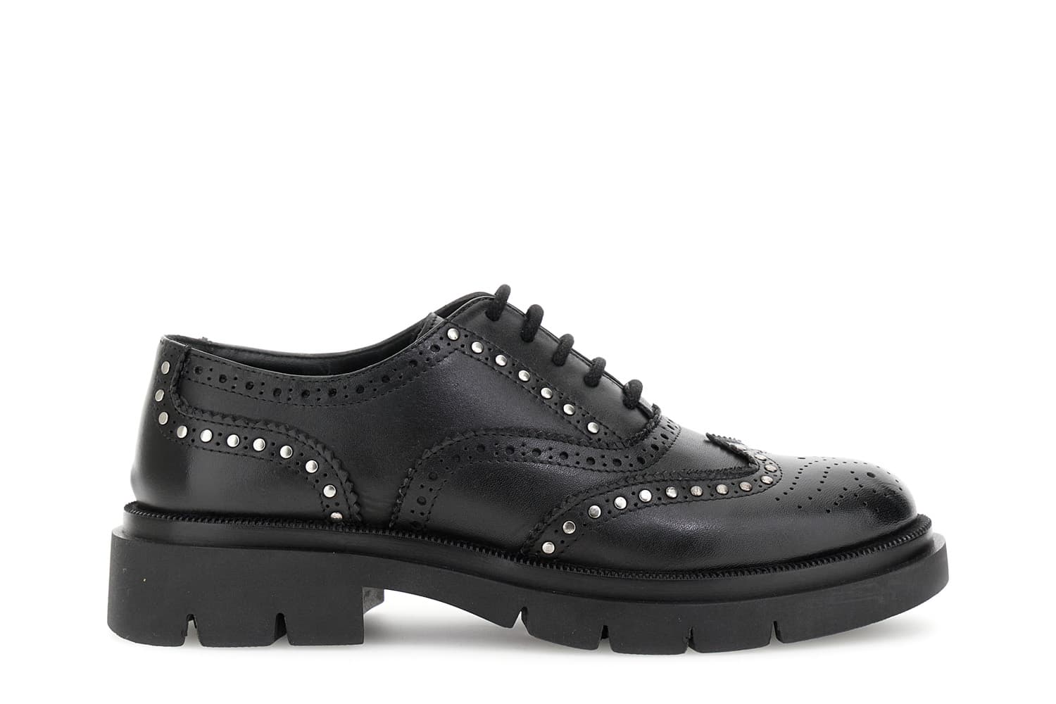 francesine allacciata in pelle con borchie nero