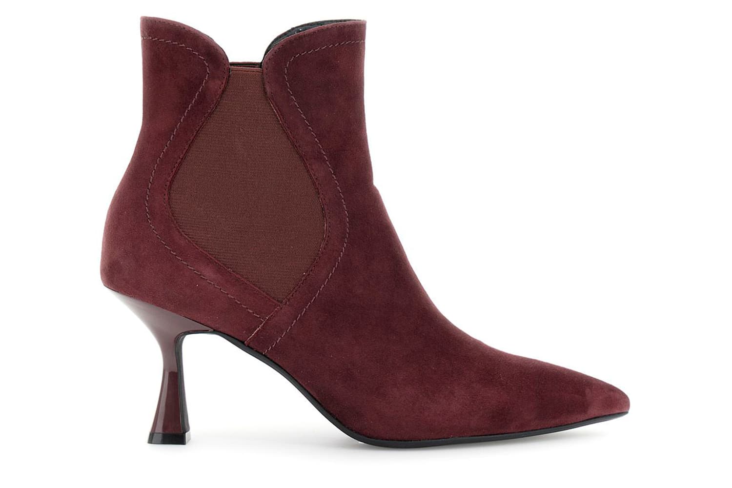 tronchetti in camoscio con elastici asimmetrici bordeaux 36