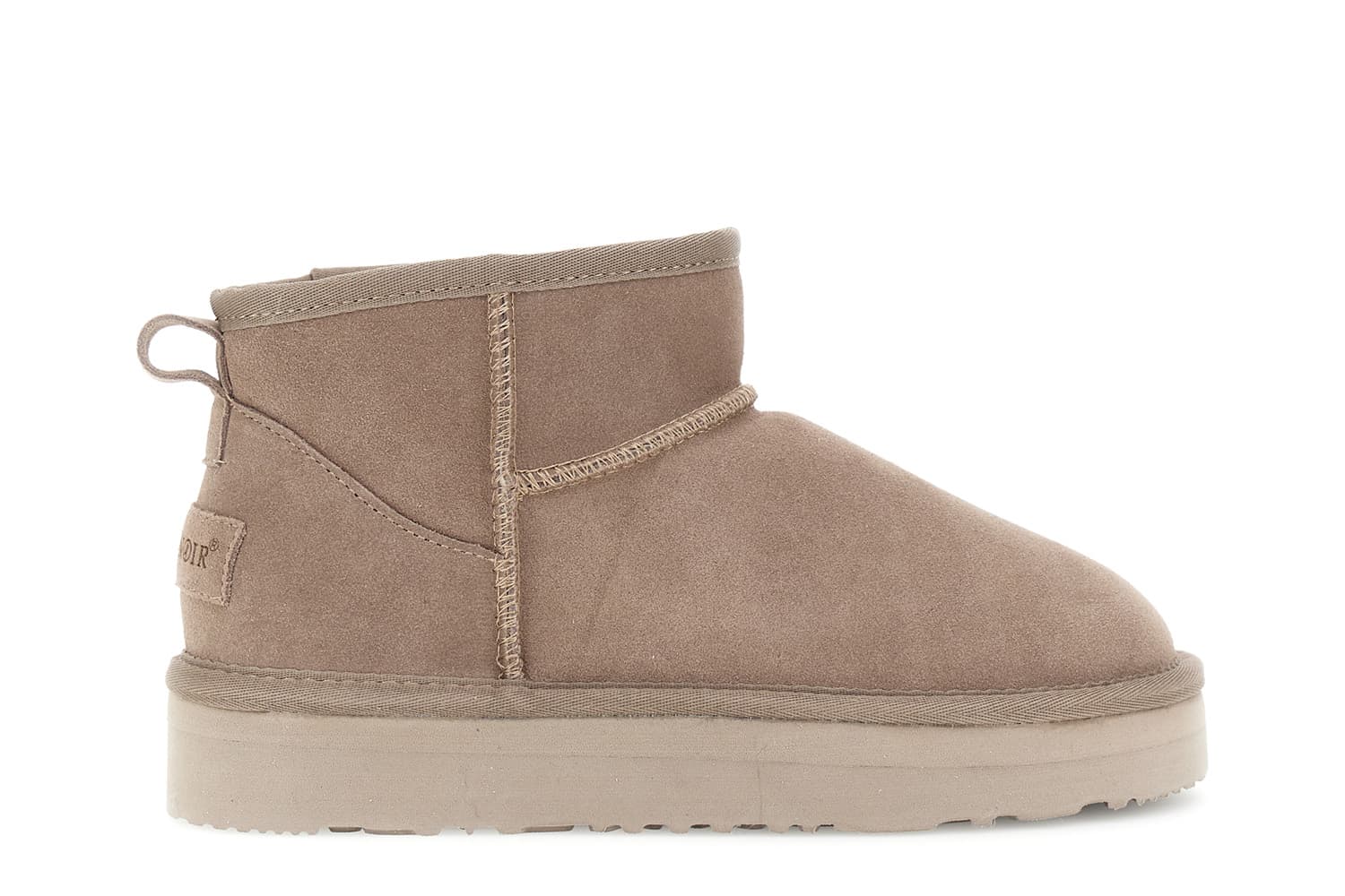 tronchetti in pelle scamosciata con pelliccia sintetica taupe 36