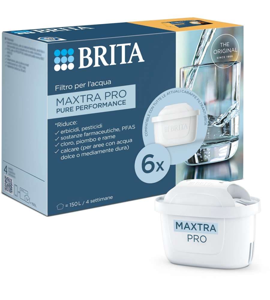 Brita Set 6 Filtri Maxtra Pro - Acqua Pura - Bianco - Fino a 6 Mesi