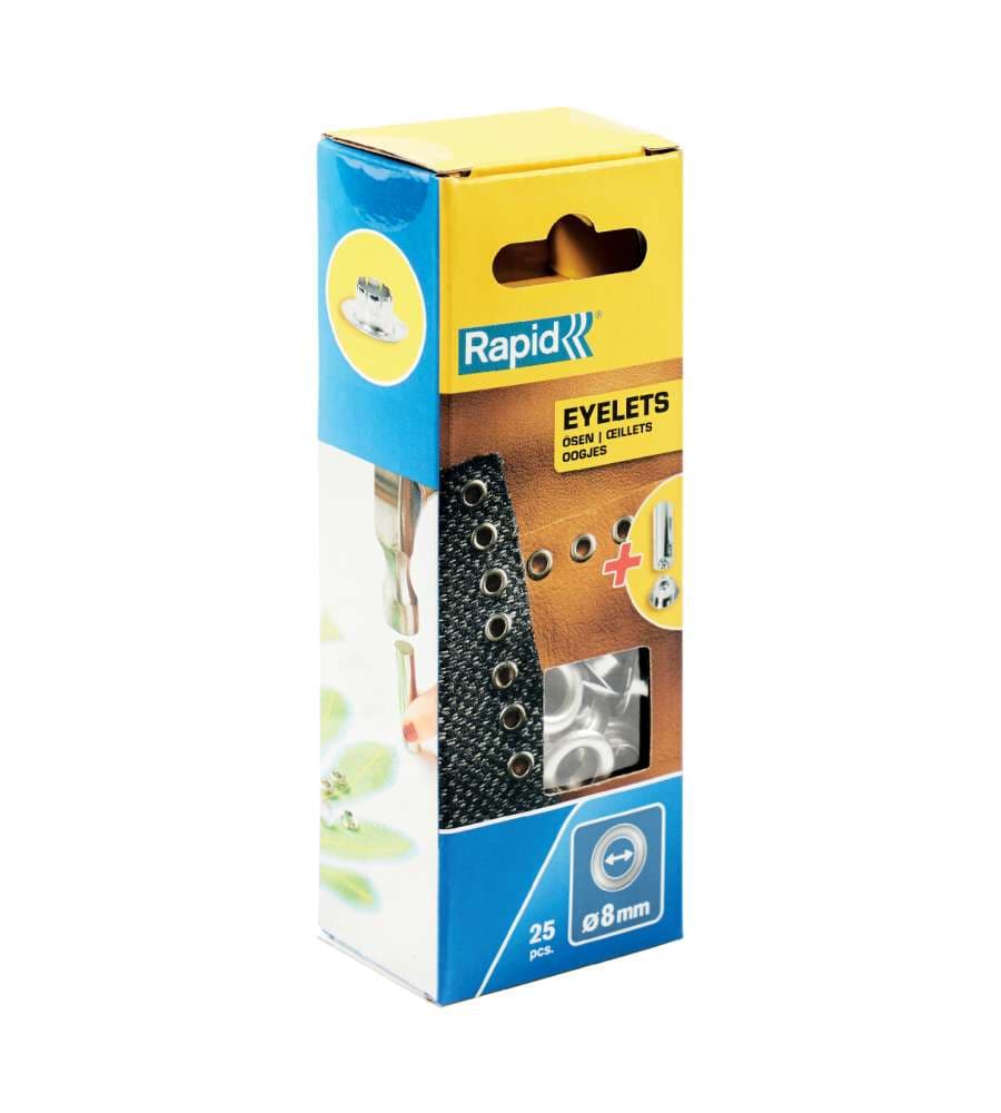 Rapid Occhielli Alluminio 8 mm 25 Pezzi con Ribattitore - per Cucito