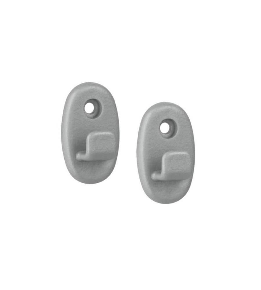 Set 2 Ganci Ovale in Plastica PA - Grigio - 4x1,5x2 cm