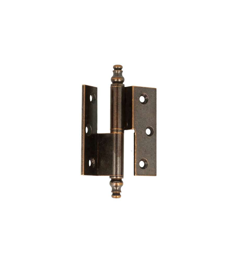Cerniere a sfilare curve in ottone bronzato 40x50mm Sinistre