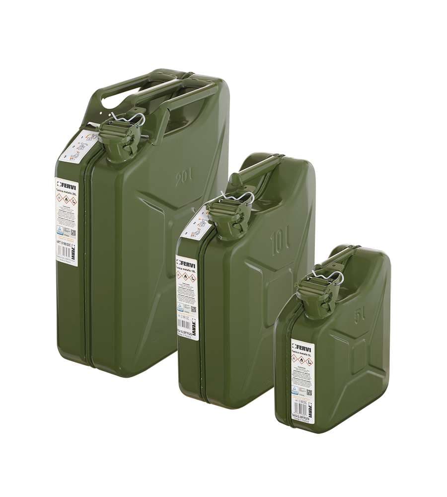 Fervi Tanica Metallo Verde 10 Litri Omologata Carburanti Infiammabili