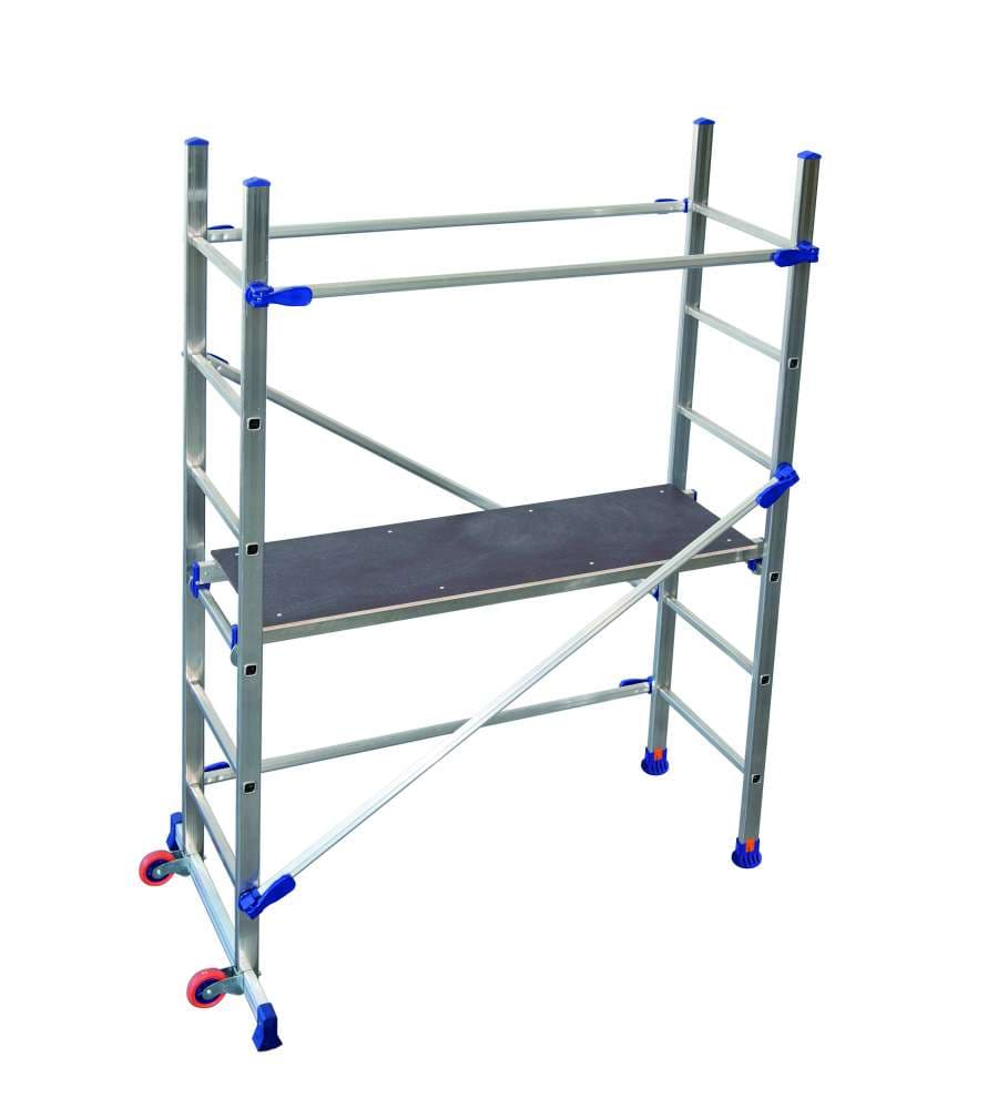 Trabattello in Alluminio Argento 146x58x189 cm Portata 150 kg