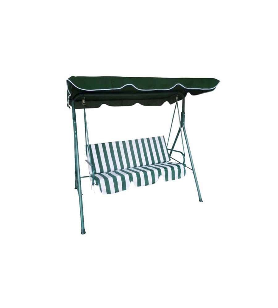 Vette Dondolo da Giardino 3 Posti Verde e Bianco - con Cuscini e Tetto