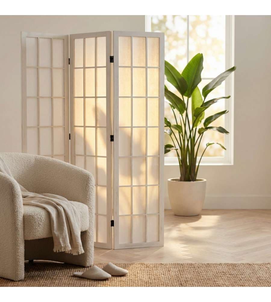 Cosma Separè in Legno Pieghevole Bianco 170x40 cm Stile Country