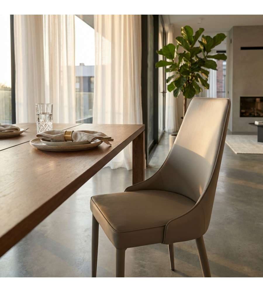 Cosma Sedia Tortora Ecopelle 46,5x59x89 Senza Braccioli Design Moderno
