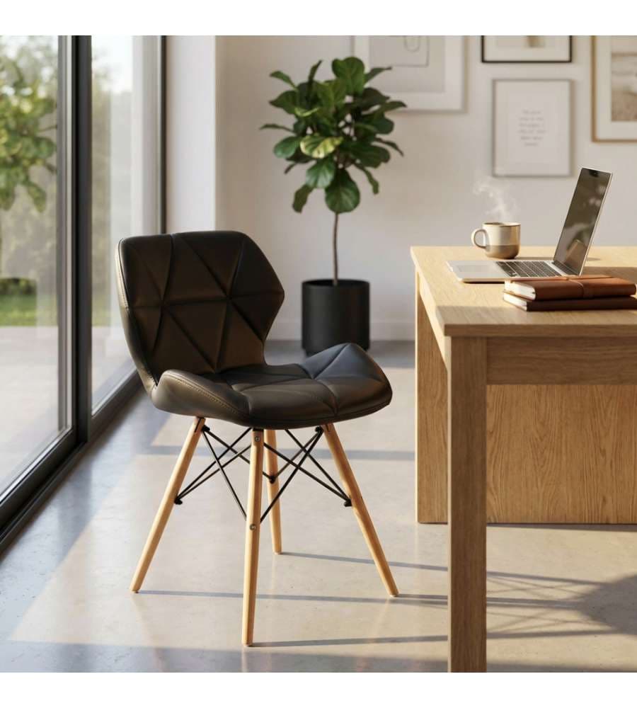 Cosma Sedia Annapolis Nera in PU - Moderno 49x41x71 cm senza braccioli