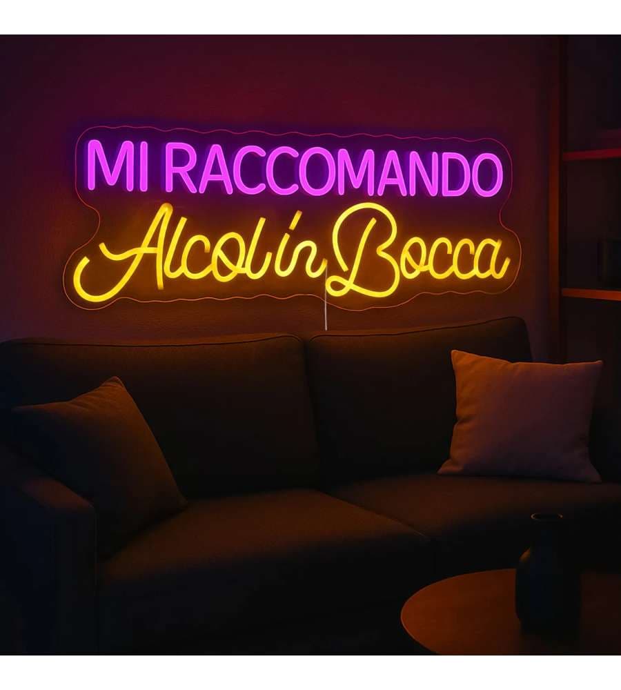Insegna Luminosa LED - Alcol in Bocca - Neon Multicolore 65x23,4 cm
