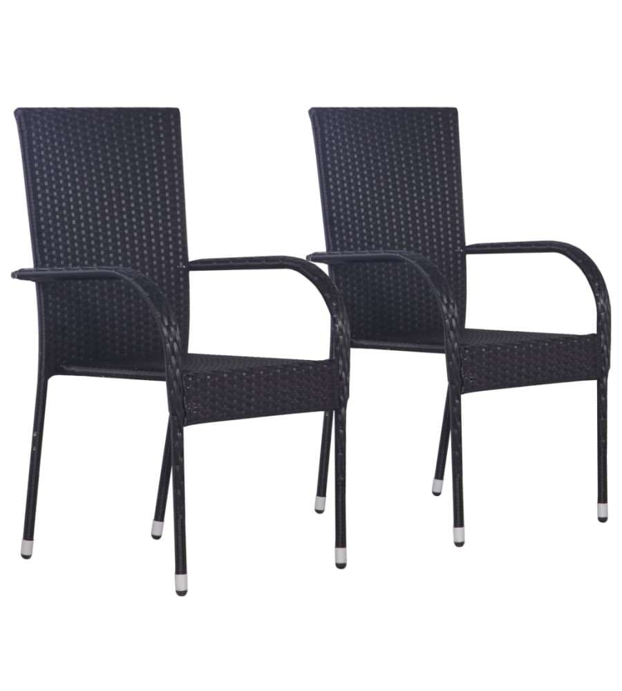 Sedie da Esterno Impilabili 2 pz in Polyrattan Nere