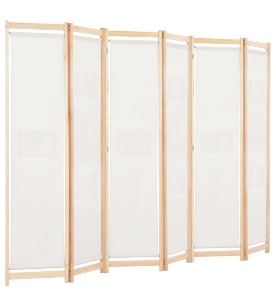 Divisorio a 6 Pannelli 240x170x4 cm in Tessuto Crema
