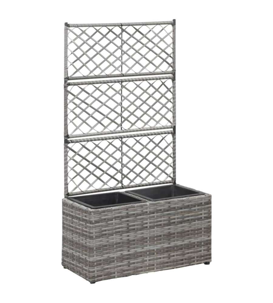 Letto Rialzato a Traliccio 2 Vasi 58x30x107cm Polyrattan Grigio