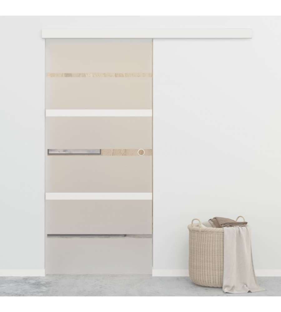 Porta Scorrevole con Fermi in Vetro ESG e Alluminio 90x205 cm