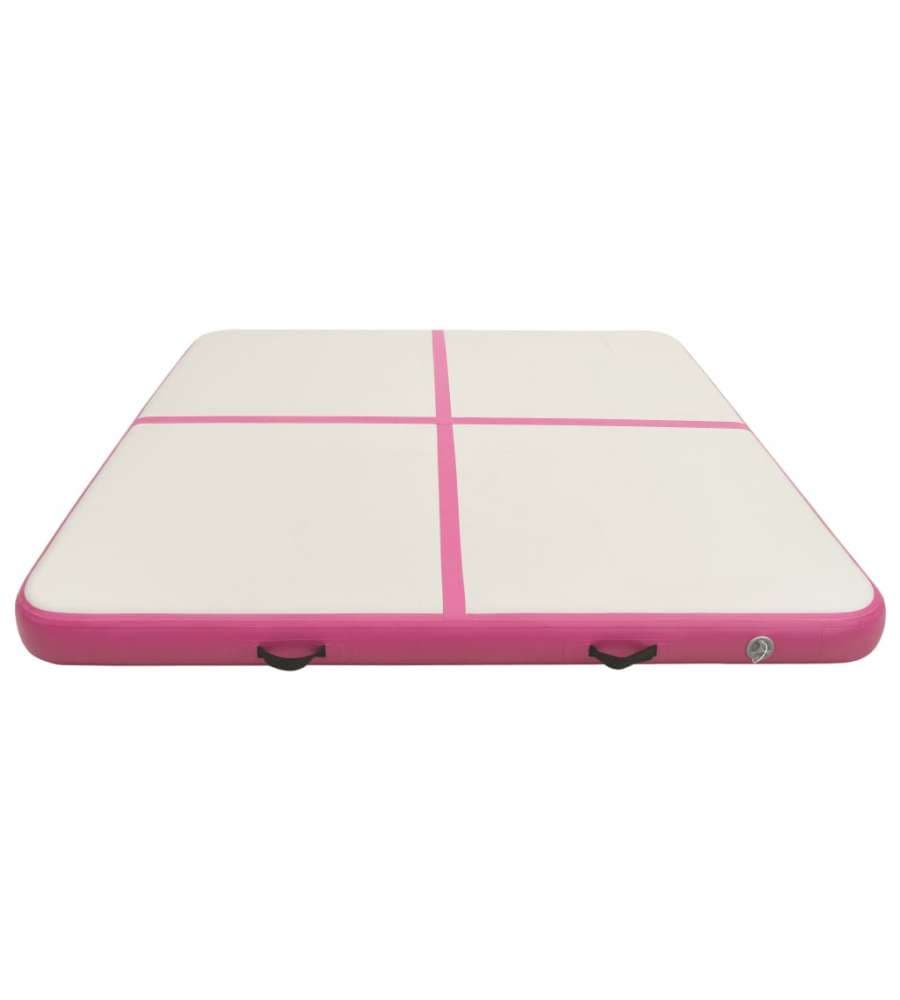 Tappetino Ginnastica Gonfiabile con Pompa 200x200x15cm PVC Rosa