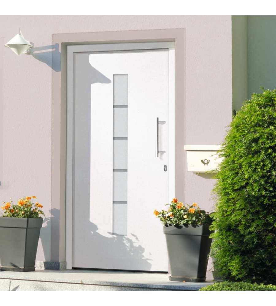 Porta d'Ingresso in Alluminio e PVC Bianco 100x210 cm 3056807