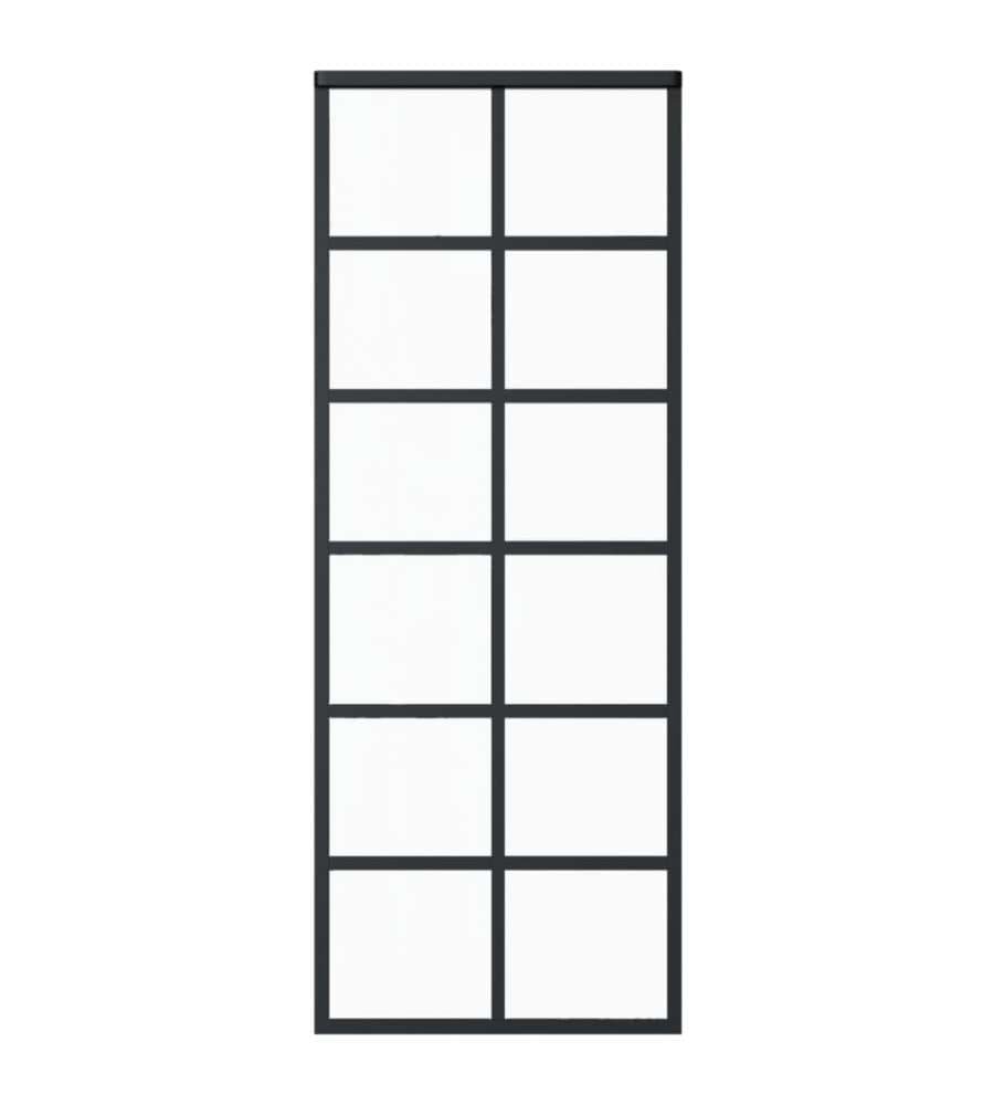 Porta Scorrevole in Vetro ESG e Alluminio 76x205 cm Nera