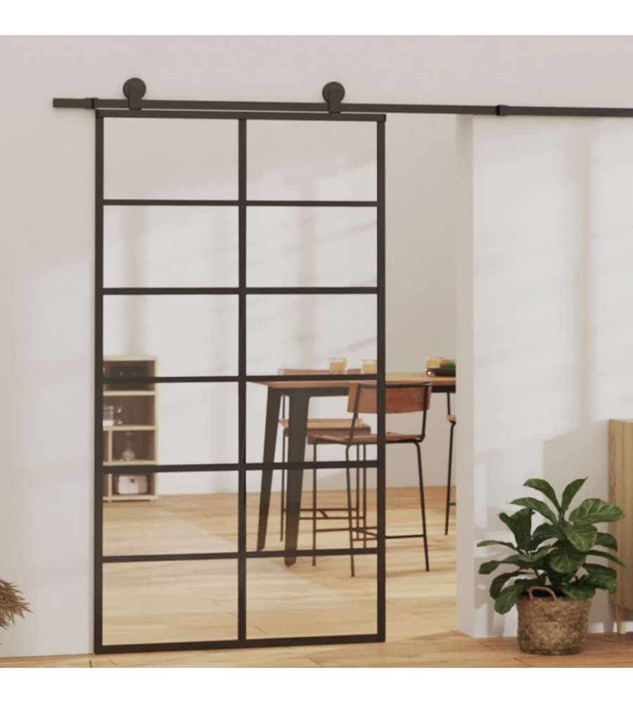 Porta Scorrevole e Kit Montaggio Vetro ESG Alluminio 102x205cm 3081960