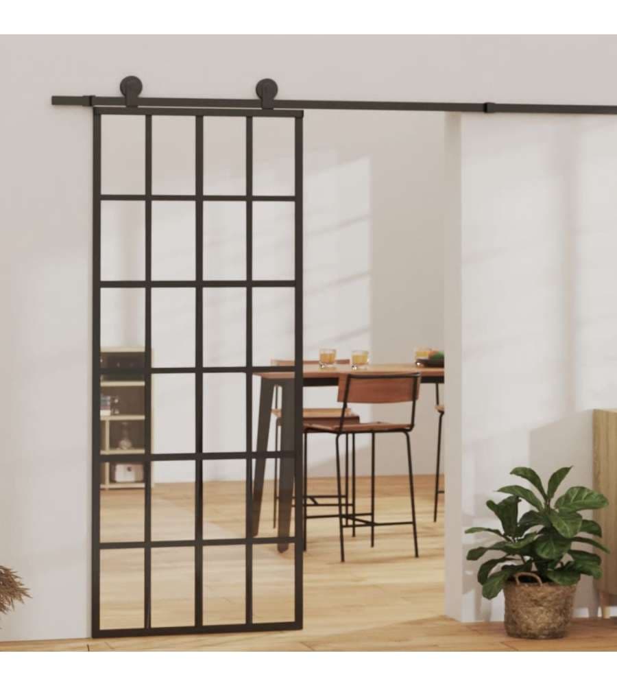Porta Scorrevole con Kit Montaggio Vetro ESG Alluminio 76x205cm