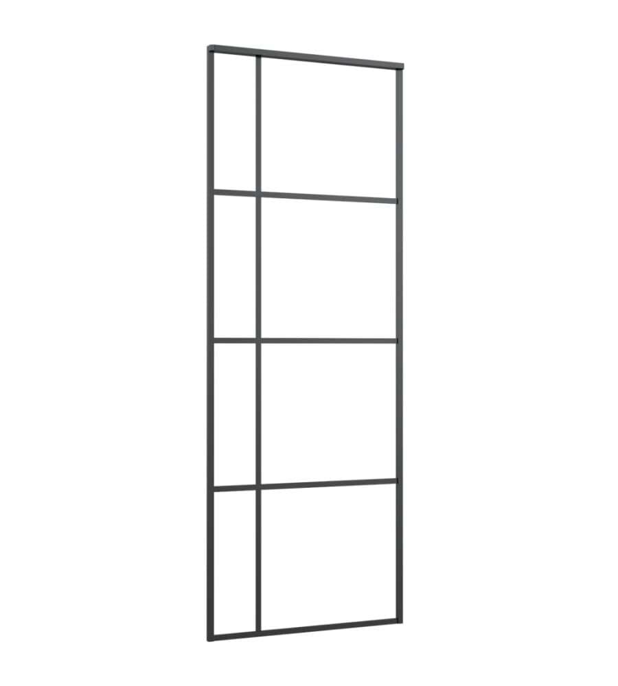Porta Scorrevole Smerigliato ESG Vetro Alluminio 76x205 cm Nera