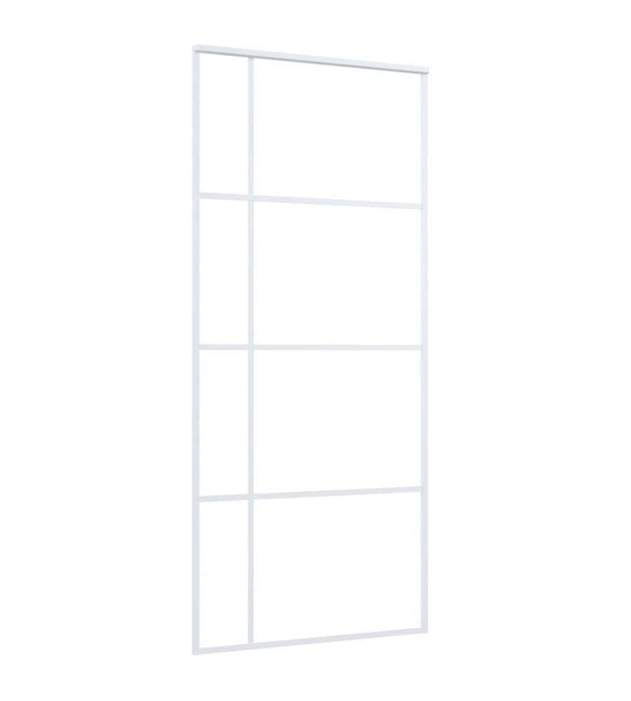 Porta Scorrevole in Vetro ESG e Alluminio 90x205 cm Bianca