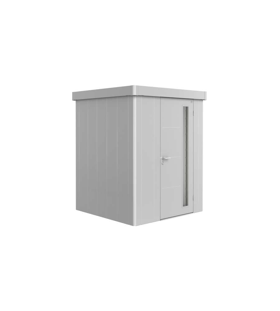 Casetta per attrezzi Neo 1A porta standard, argento metallizzato