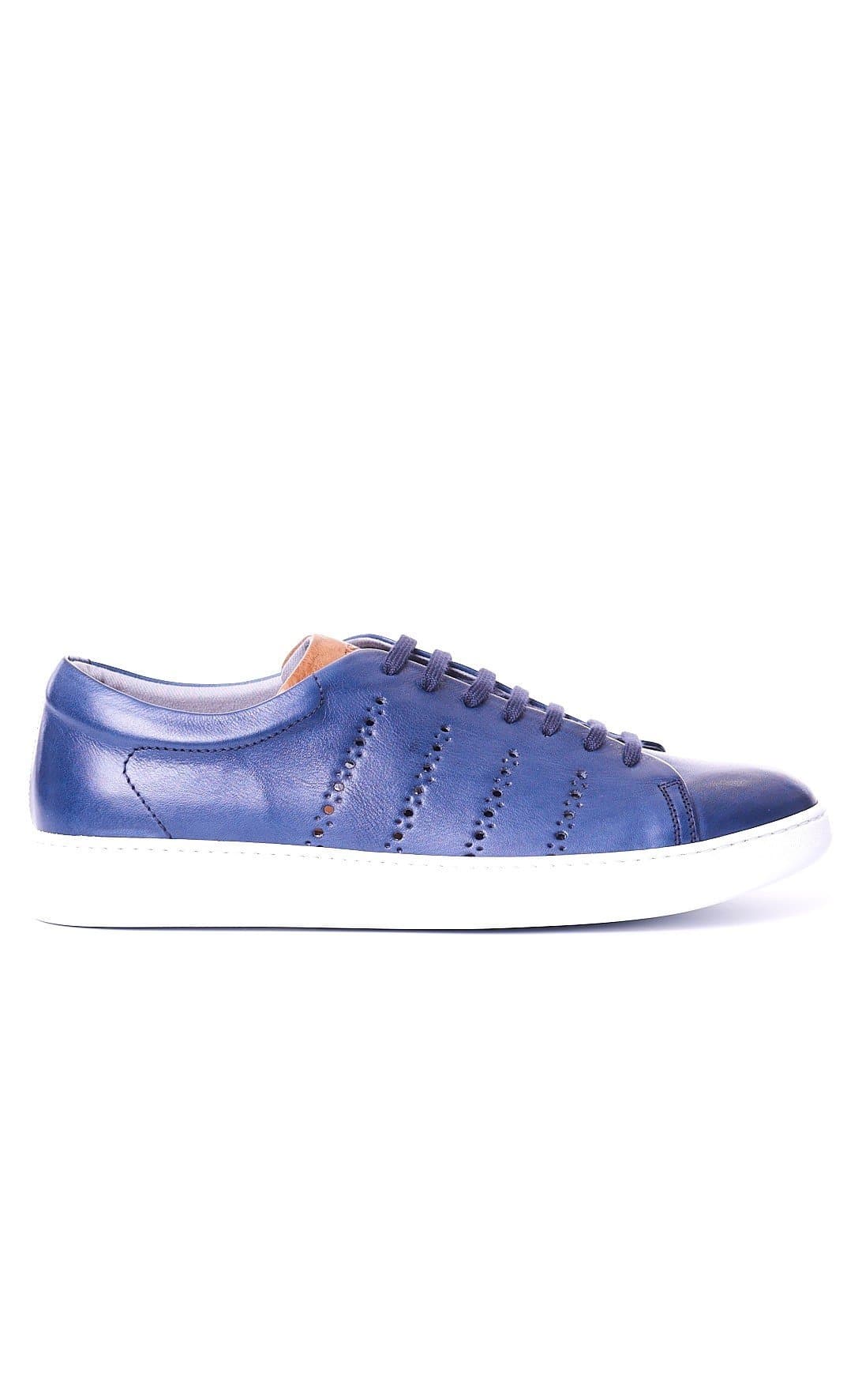 Sneaker rossi in pelle traforata, colore blu