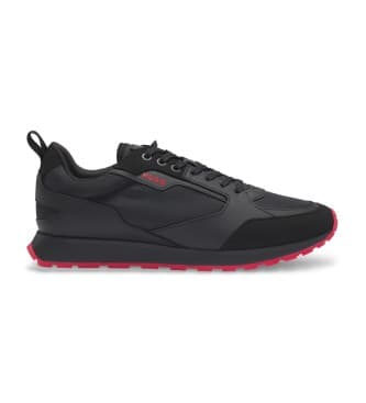 HUGO per uomo. 50536568 Sneakers in materiale misto con dettagli Neri (45), Nero, Basso, Stringhe, Casual