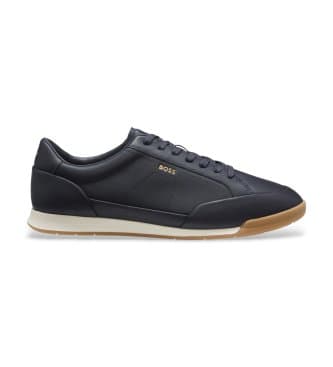 BOSS per uomo. 50568493 Sneakers in pelle Nitan Lowp blu marino (44), Basso, Stringhe, Casual, Navy