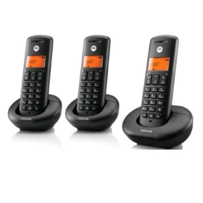 Motorola e203 telefono cordless dect trio con 3 portatili vivavoce tasto non disturbare blocco chiamate nero