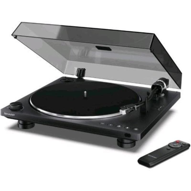 Sharp rp-tt100 giradischi automatico con bluetooth 5.4 recording usb-c pickup audio automatico copertura antipolvere, deck nero abs