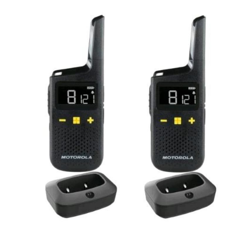 Motorola xt185 walkie talkie professionali ip54 16 canali + 121 codici privacy portata fino ad 8km nero 2 pz.