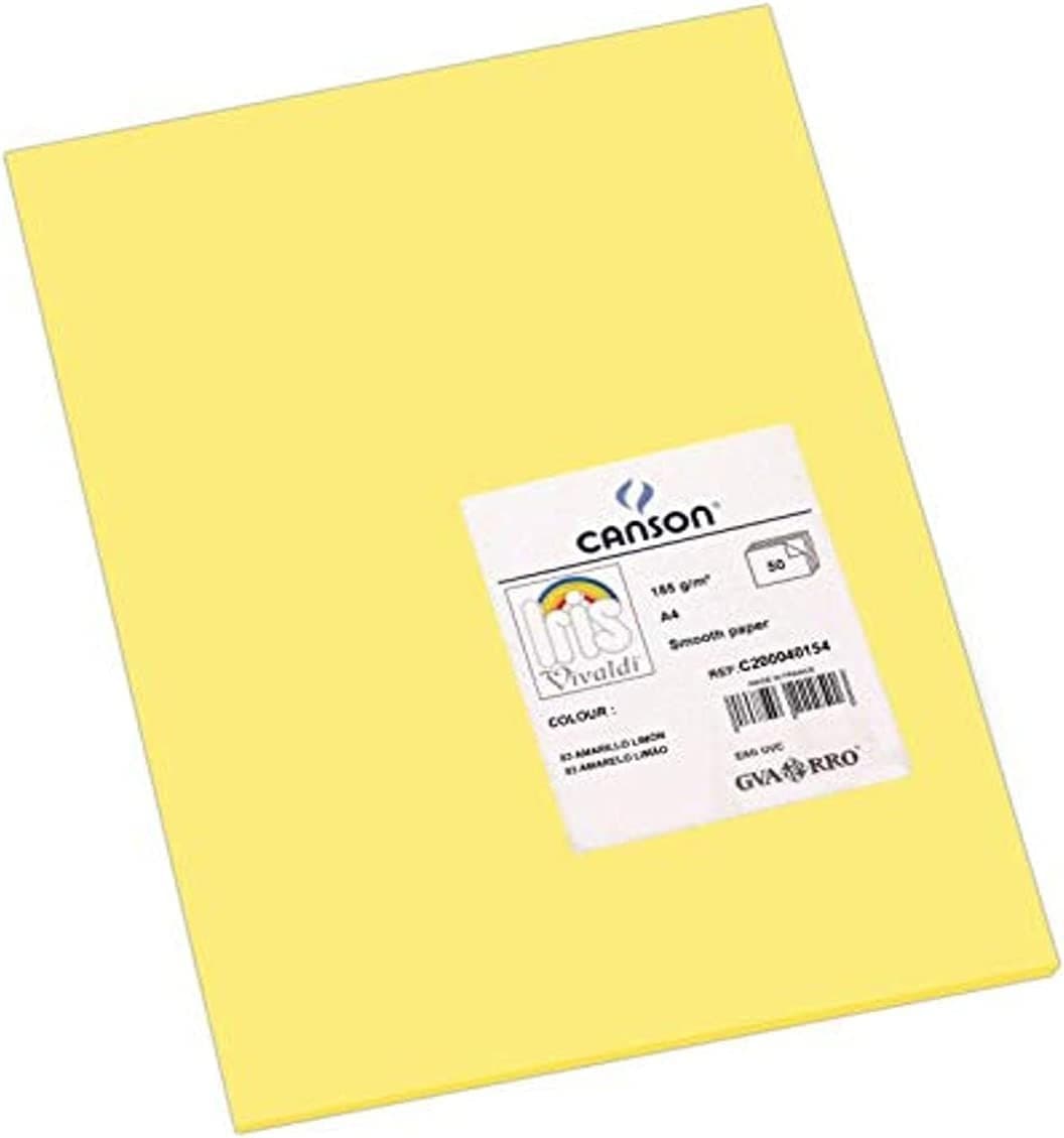 Canson Guarro Confezione Da 50 Cartoncini Iris A4 185g - 21x297cm - Colore Giallo Limone