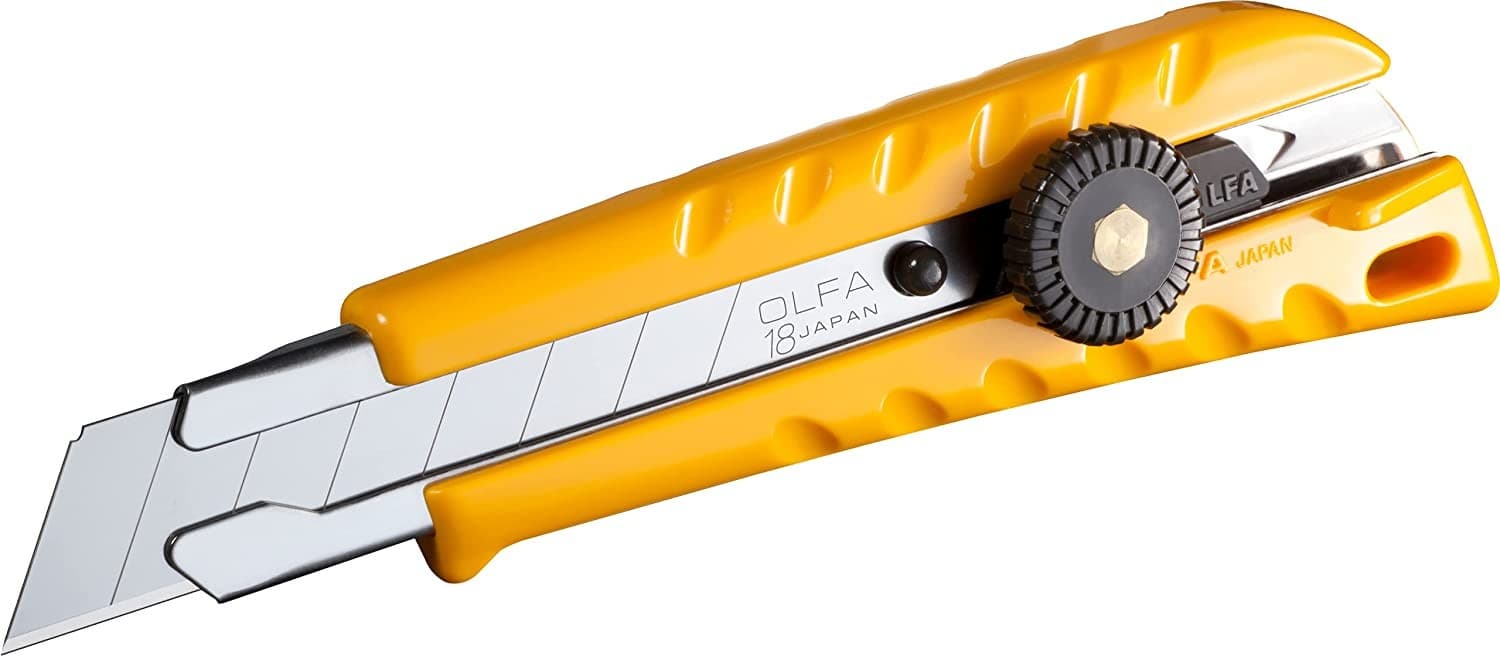 Taglierino Olfa L-1 con chiusura a cricchetto - Manico in plastica - Canale in acciaio inox